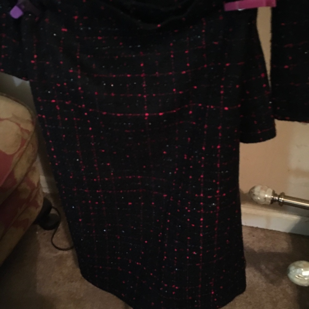 Black with Red Stripe and Metallic Thread Suit